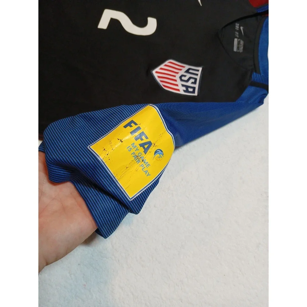 Nike USA USMNT 2016 Away Soccer Jersey Black Men's XL Custom #2 LINK Patches